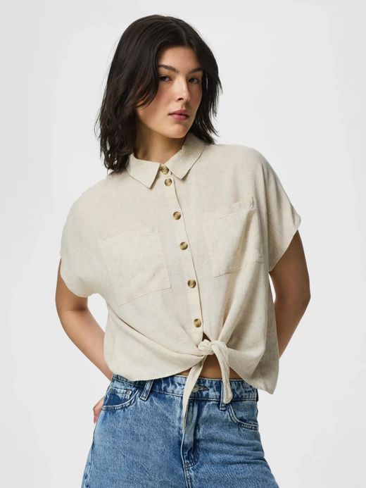 Camisa m/c anudada Pieces Birch 1