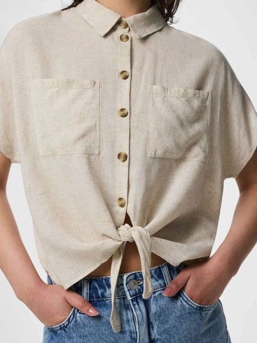 Camisa m/c anudada Pieces Birch 1