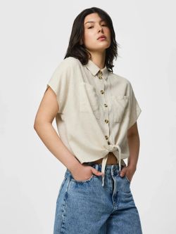 Camisa m/c anudada Pieces Birch 1