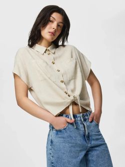 Camisa m/c anudada Pieces Birch 1