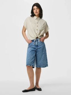 Camisa m/c anudada Pieces Birch 1
