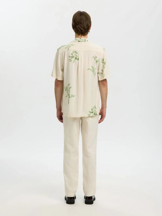 Camisa m/c con detalle hojas monocolor Selected Egret