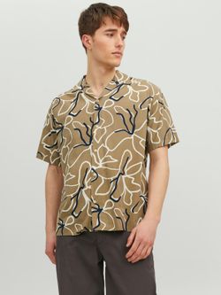 Camisa m/c con estampado floral bicolor Jack & Jones Iceberg Green