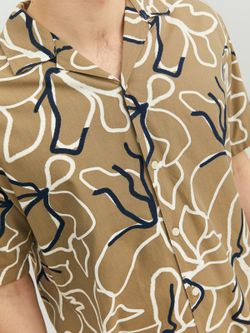 Camisa m/c con estampado floral bicolor Jack & Jones Iceberg Green
