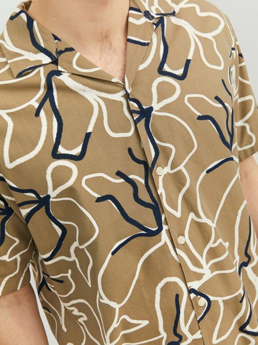 Camisa m/c con estampado floral bicolor Jack & Jones Iceberg Green