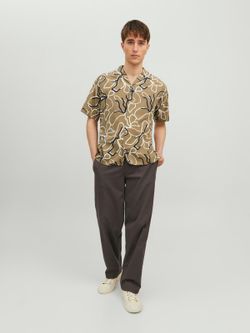 Camisa m/c con estampado floral bicolor Jack & Jones Iceberg Green