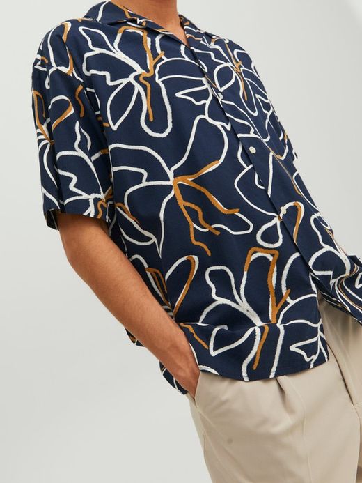 Camisa m/c con estampado floral bicolor Jack & Jones Night Sky