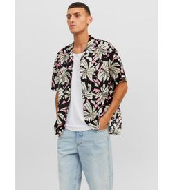 Camisa m/c con estampado floral Jack & Jones Pink