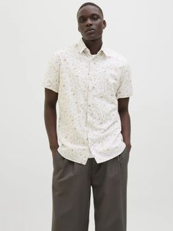 Camisa m/c con estampado floral pequeño Jack & Jones Cloud Dancer