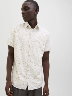 Camisa m/c con estampado floral pequeño Jack & Jones Cloud Dancer