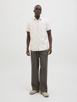 Camisa m/c con estampado floral pequeño Jack & Jones Cloud Dancer