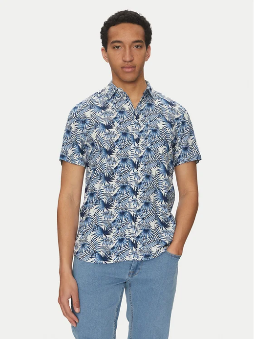 Camisa m/c con estampado hojas bicolor Blend Of America Dress Blue