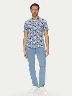 Camisa m/c con estampado hojas bicolor Blend Of America Dress Blue
