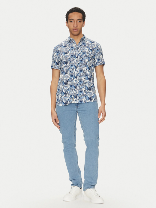 Camisa m/c con estampado hojas bicolor Blend Of America Dress Blue