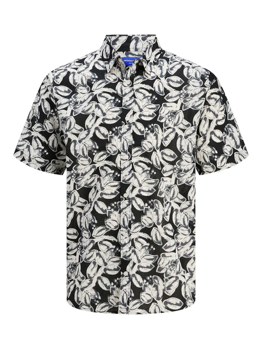 Camisa m/c con estampado hojas Jack & Jones Black