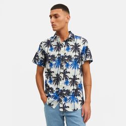 Camisa m/c con estampado palmeras Jack & Jones Nautical Blue