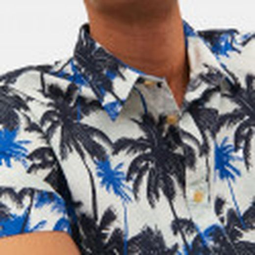 Camisa m/c con estampado palmeras Jack & Jones Nautical Blue