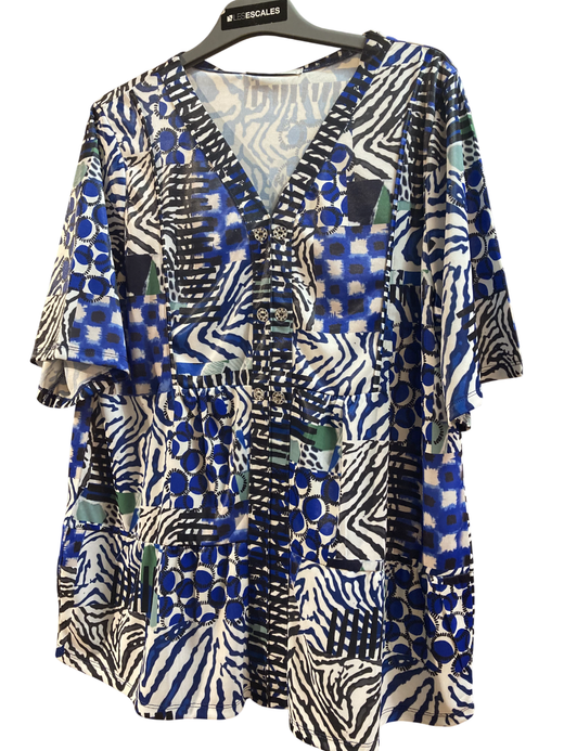 Camisa m/c con estampado tricolor Kalisson Azul