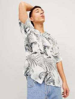 Camisa m/c con estampado tropicla Jack & Jones Cloud Dancer