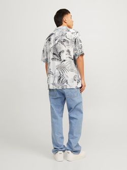 Camisa m/c con estampado tropicla Jack & Jones Cloud Dancer