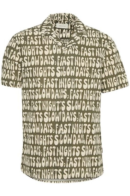 Camisa m/c con print Slow days Fast nights Blend Of America Olive Night 4XL