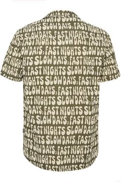 Camisa m/c con print Slow days Fast nights Blend Of America Olive Night