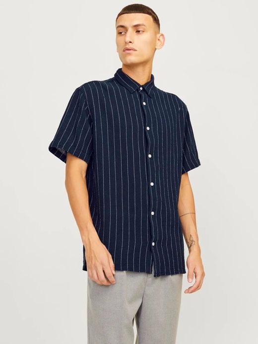Camisa m/c con rayas finas discontinuas Jack & Jones Sky Captain