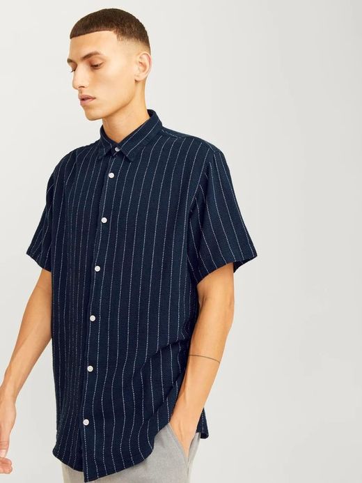 Camisa m/c con rayas finas discontinuas Jack & Jones Sky Captain