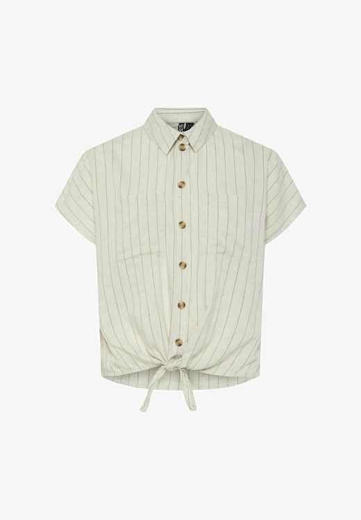 Camisa m/c con rayas y anunada Pieces Birch