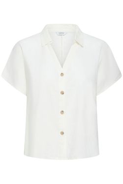 Camisa m/c de lino lisa B.Young Off White