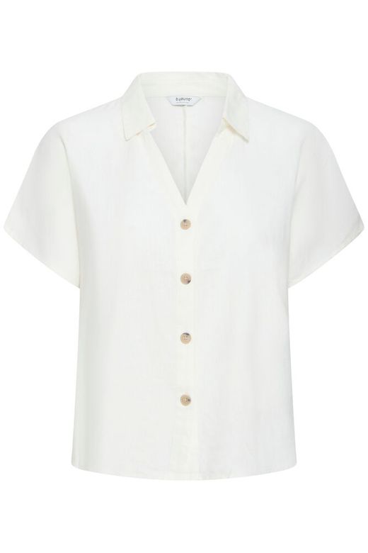 Camisa m/c de lino lisa B.Young Off White