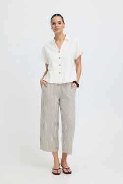 Camisa m/c de lino lisa B.Young Off White