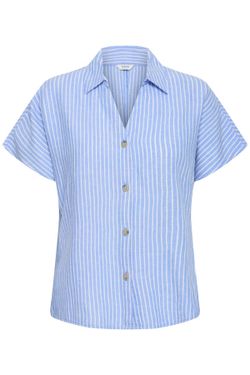 Camisa m/c de lino rayas B.Young Sky Blue