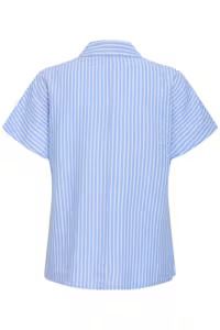 Camisa m/c de lino rayas B.Young Sky Blue