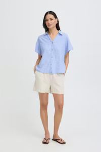 Camisa m/c de lino rayas B.Young Sky Blue