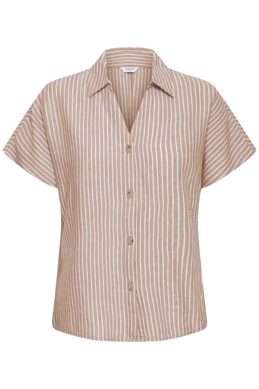 Camisa m/c de lino rayas B.Young Summer Brown