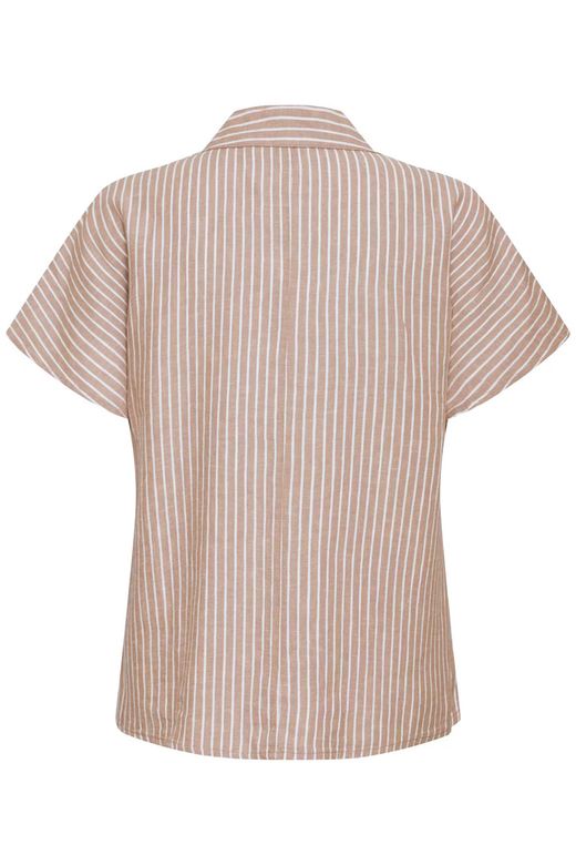Camisa m/c de lino rayas B.Young Summer Brown