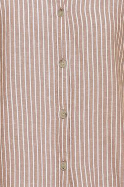 Camisa m/c de lino rayas B.Young Summer Brown