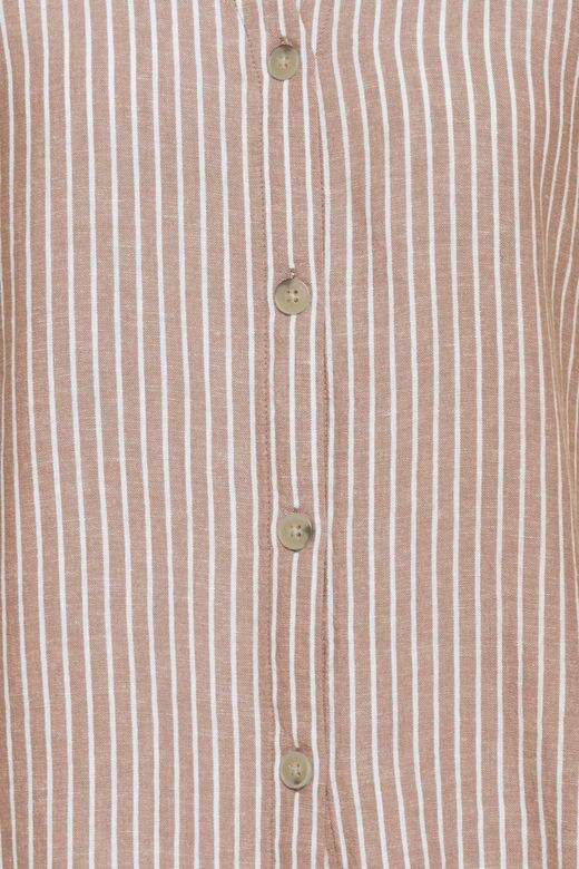 Camisa m/c de lino rayas B.Young Summer Brown