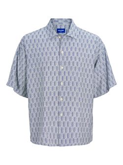 Camisa m/c oversize estampada monocolor Jack & Jones Ocean Turquoise