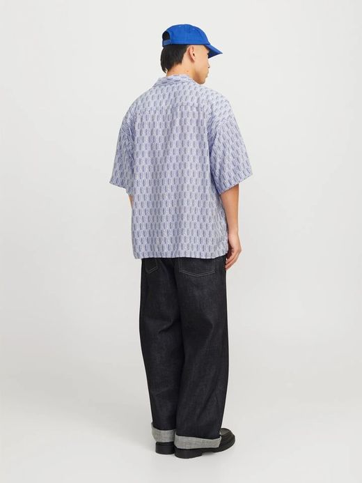Camisa m/c oversize estampada monocolor Jack & Jones Ocean Turquoise