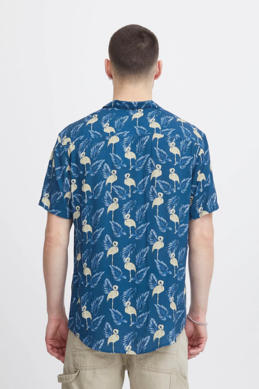 Camisa m/c resort con estampado flamencos Blend Of America Navy Peony