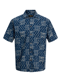 Camisa m/c resort con estampado floral monocolor Jack & Jones Sky Captain