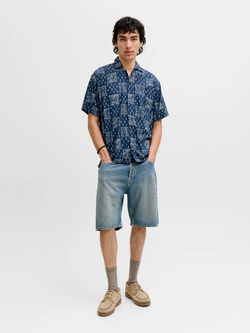 Camisa m/c resort con estampado floral monocolor Jack & Jones Sky Captain