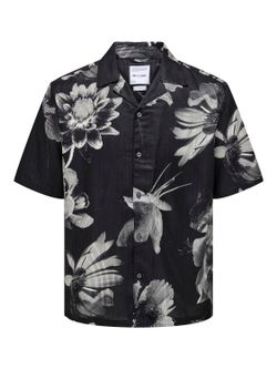 Camisa m/c resort con estampado floral monocolor Only & Sons Jet Black