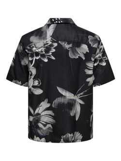 Camisa m/c resort con estampado floral monocolor Only & Sons Jet Black