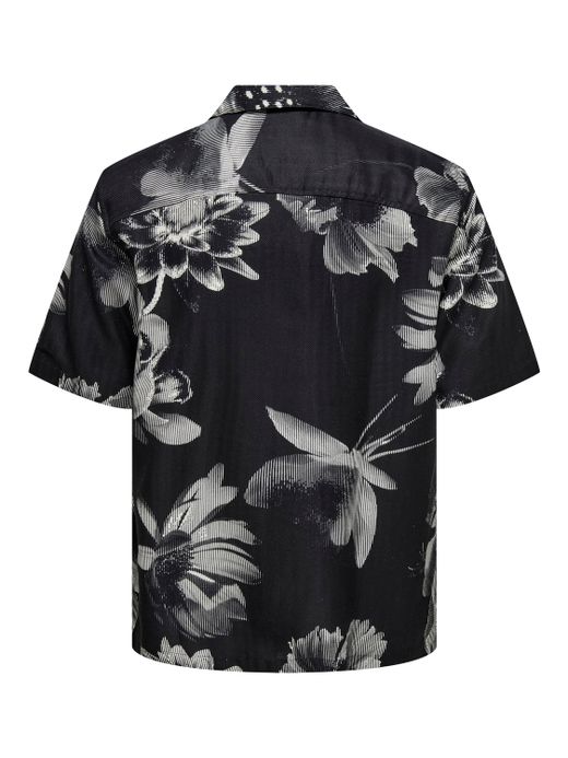 Camisa m/c resort con estampado floral monocolor Only & Sons Jet Black