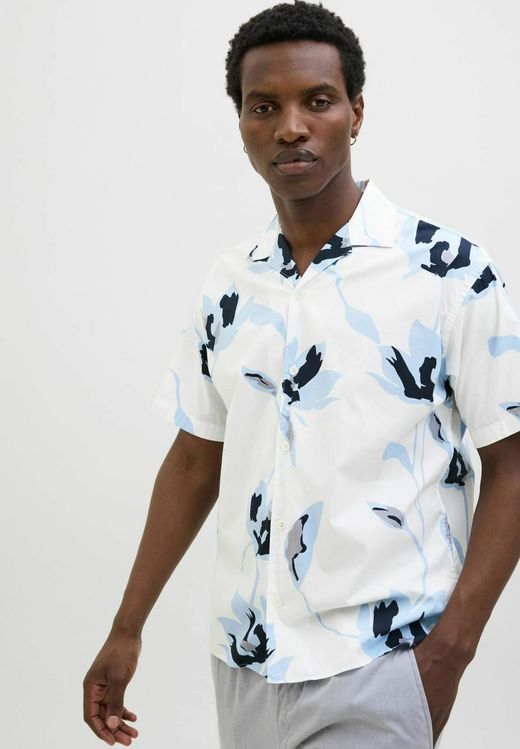 Camisa m/c resort con estampado flores grandes Jack & Jones Chambray Blue