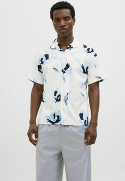 Camisa m/c resort con estampado flores grandes Jack & Jones Chambray Blue