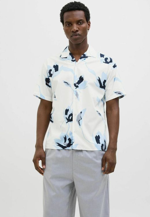 Camisa m/c resort con estampado flores grandes Jack & Jones Chambray Blue